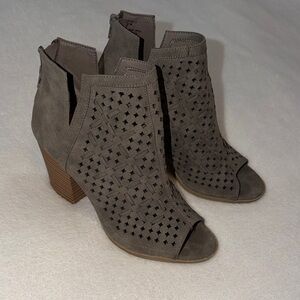 Rebel Sugar Taupe Peep-Toe Heeled Boots